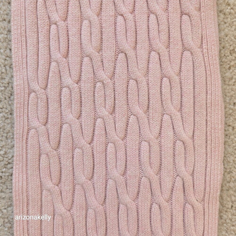 Pink Cable Knit Scarf Preppy - Picture 2 of 8
